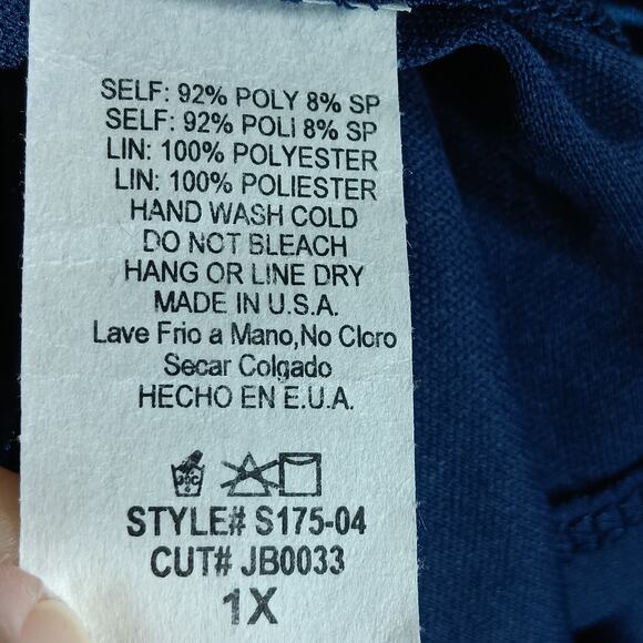 Jessy B Velour Skirt 1X Dark Blue Embossed with Stars All Over Pockets Pullon - Picture 5 of 7